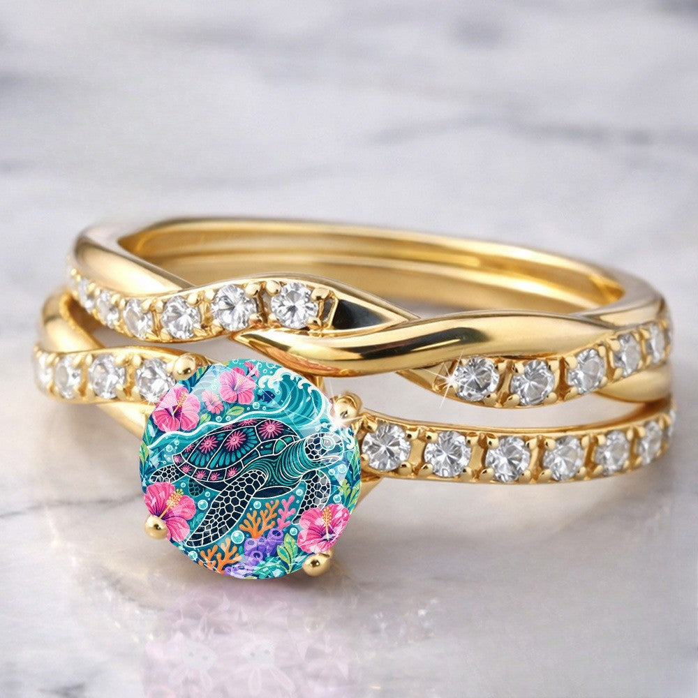 Sea Turtle Glass Dome Ring