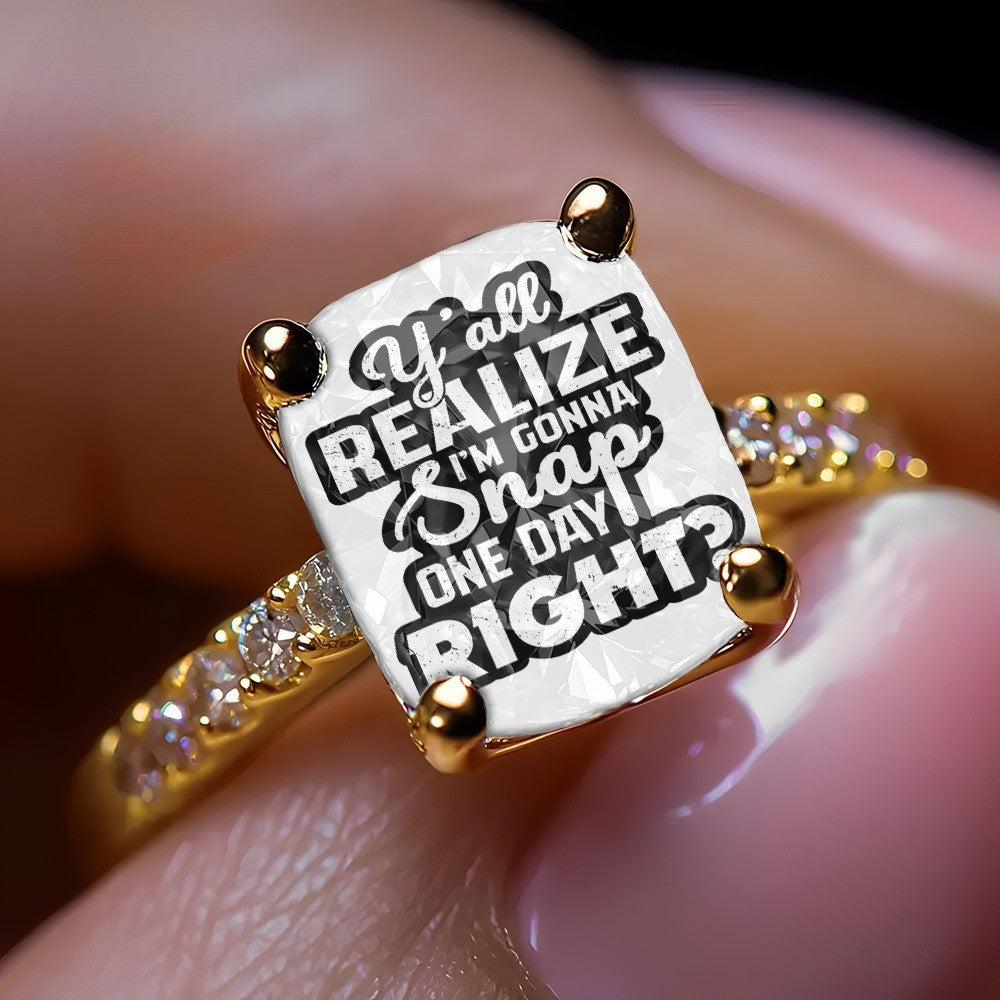 Square Text Statement Ring