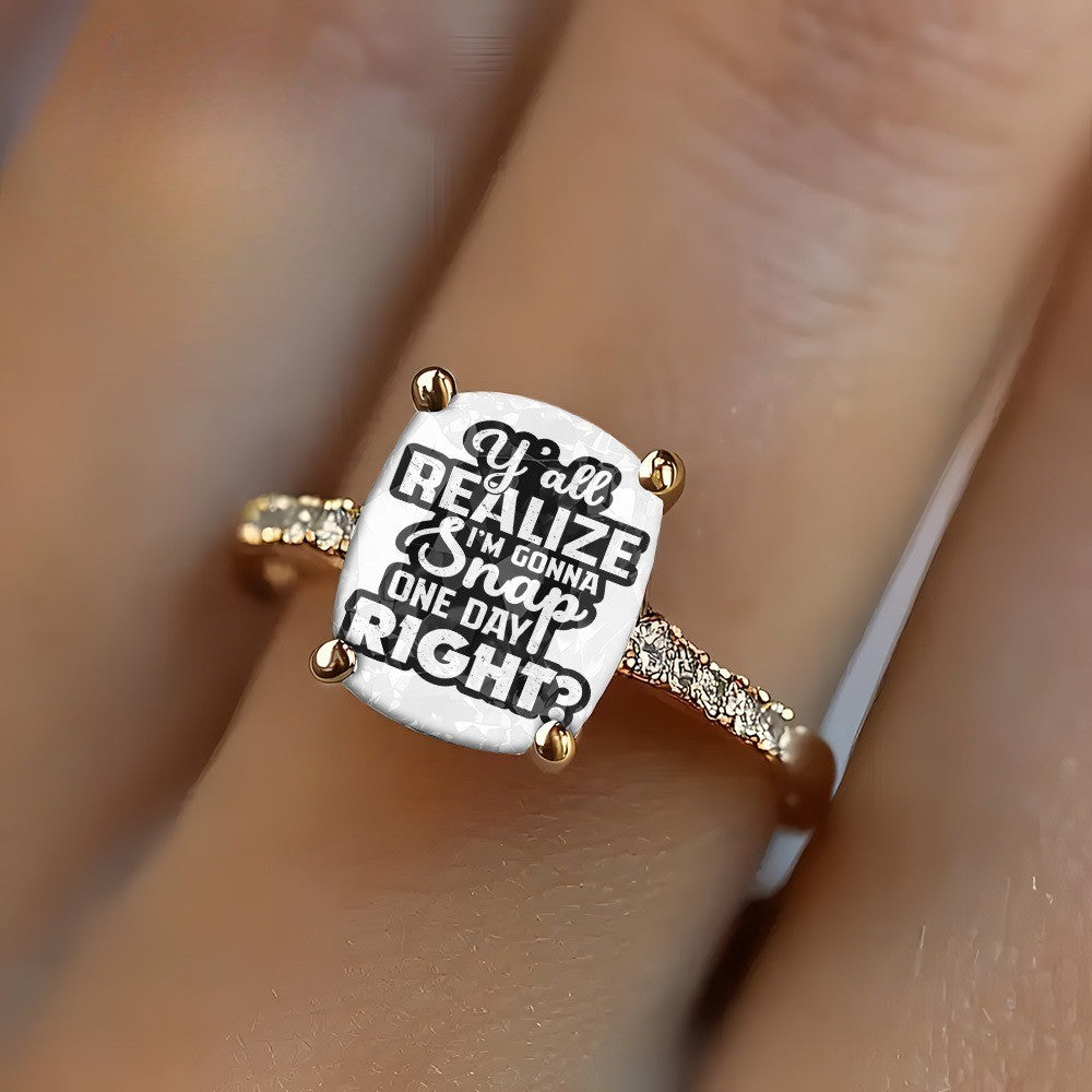 Square Text Statement Ring