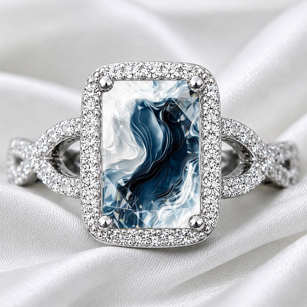 Abstract Marble Square Ring