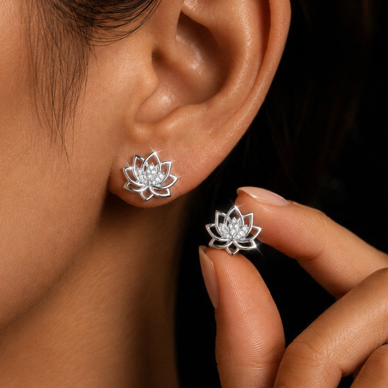 Crystal Lotus Stud Earrings