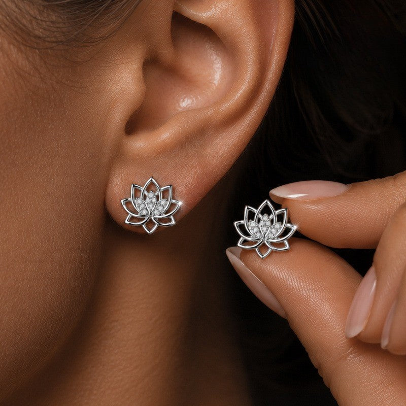 Crystal Lotus Stud Earrings