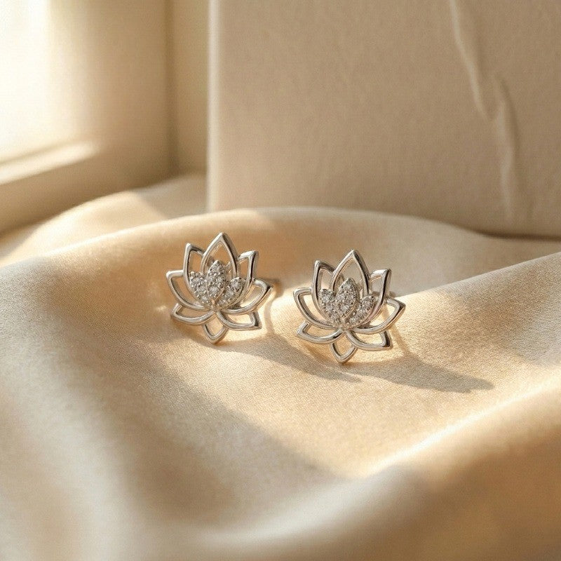 Crystal Lotus Stud Earrings