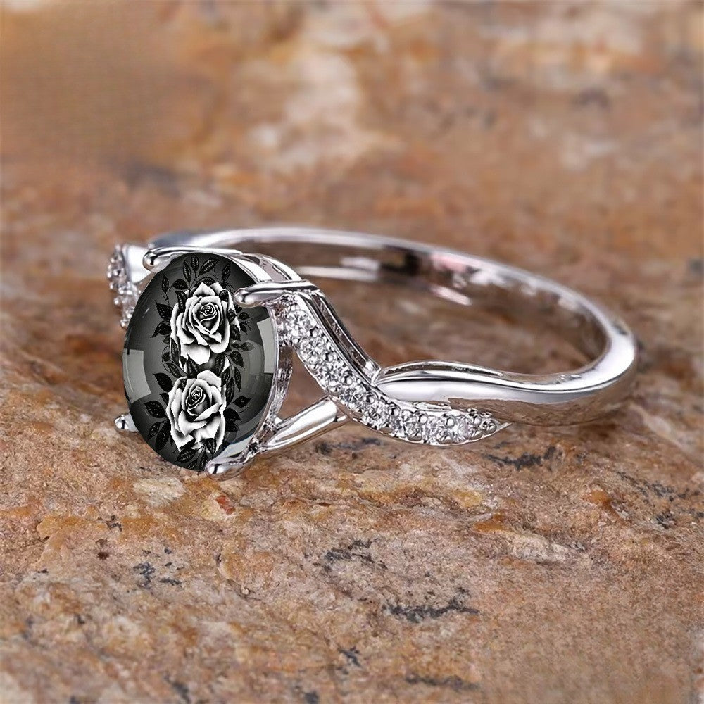 Black Rose Twisted Band Ring