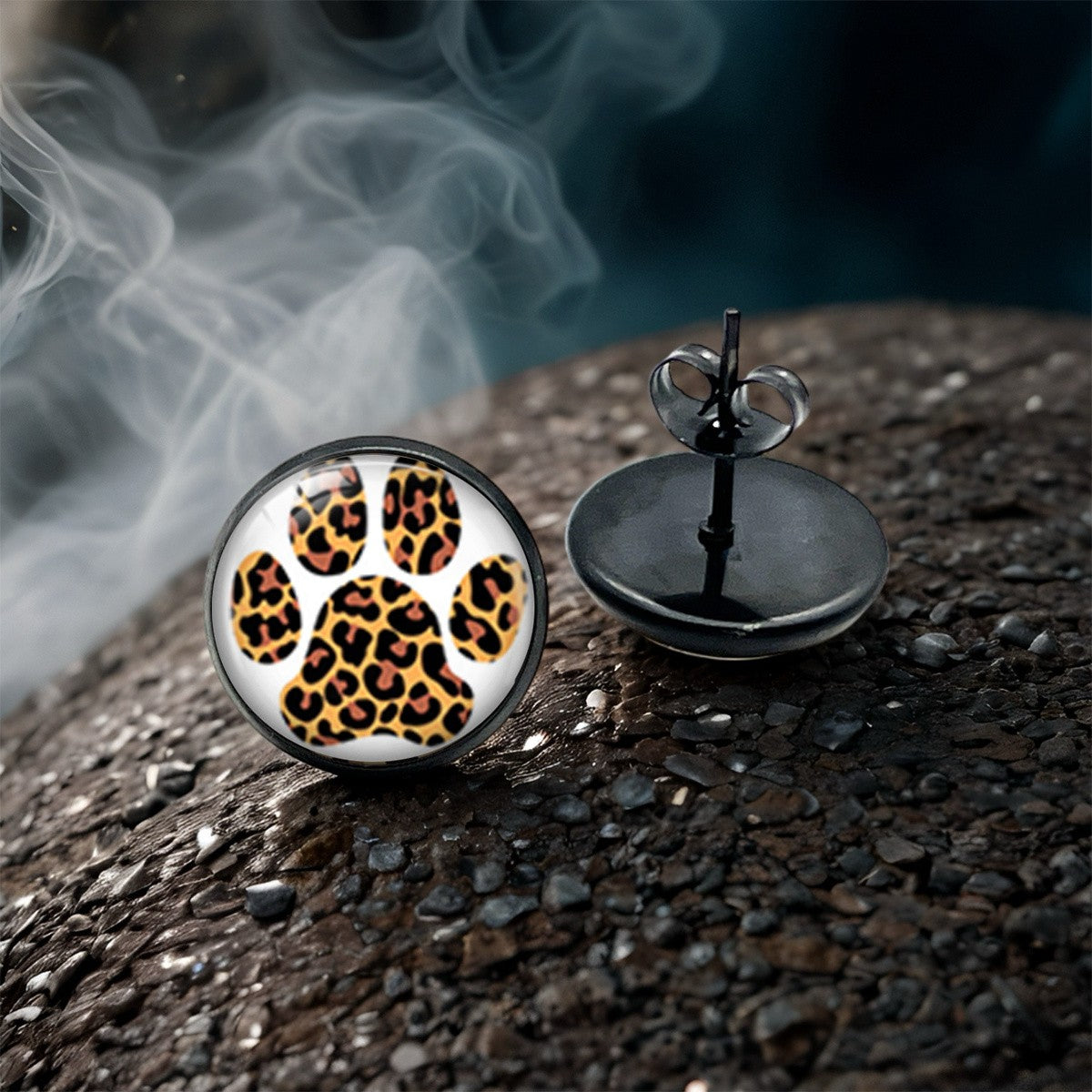 Leopard Paw Round Stud Earrings