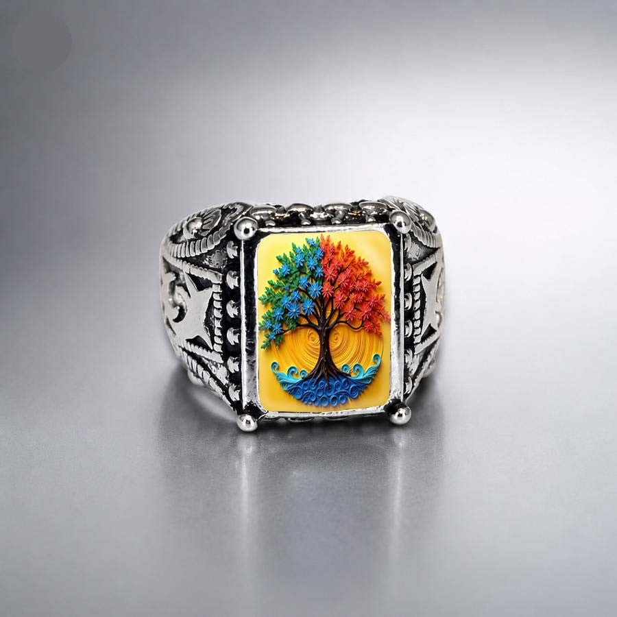 Colorful Tree of Life Ring