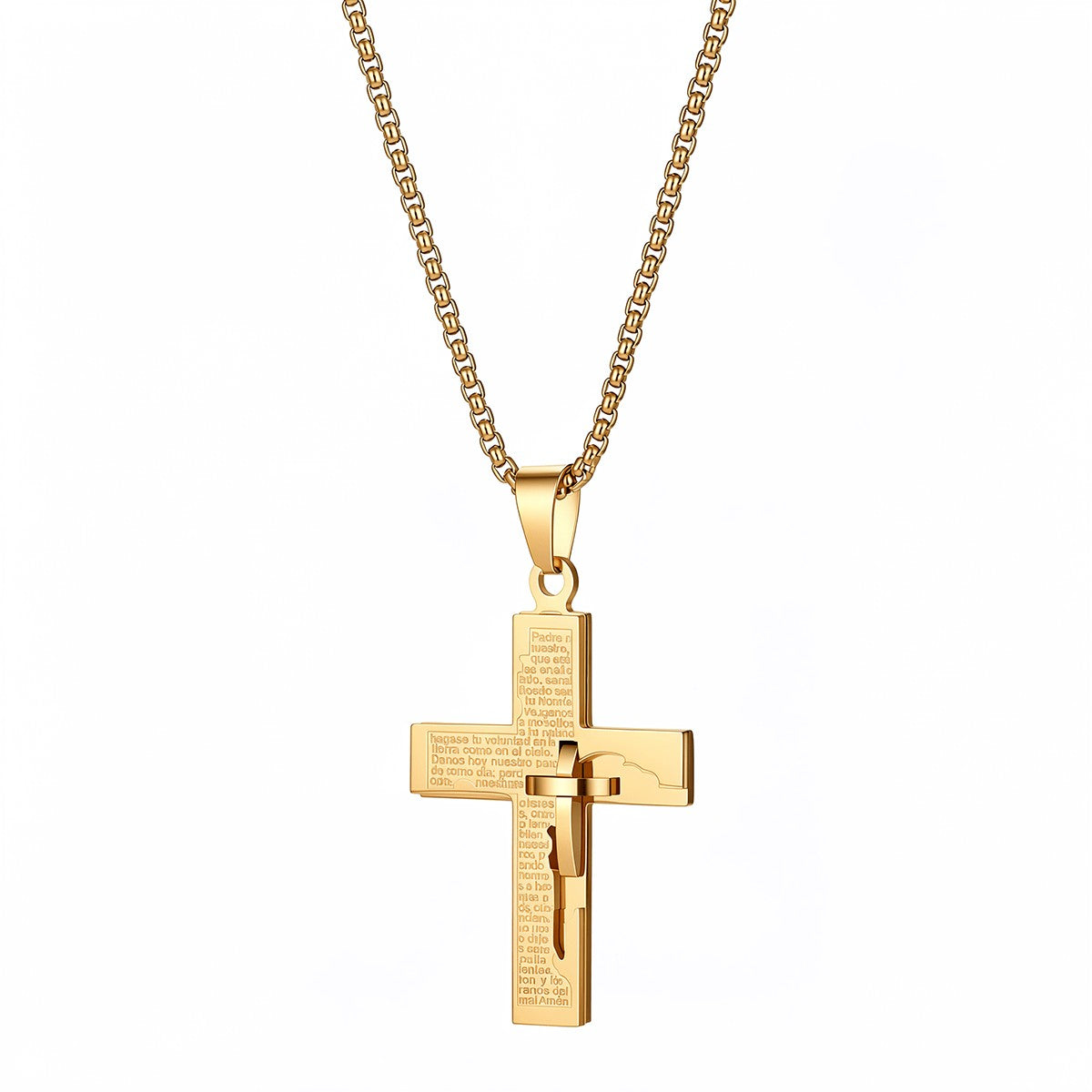 Inscribed Crucifix Necklace