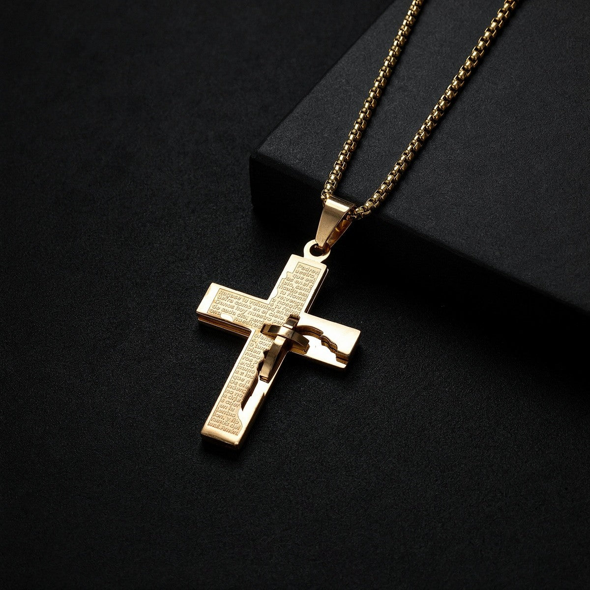 Inscribed Crucifix Necklace