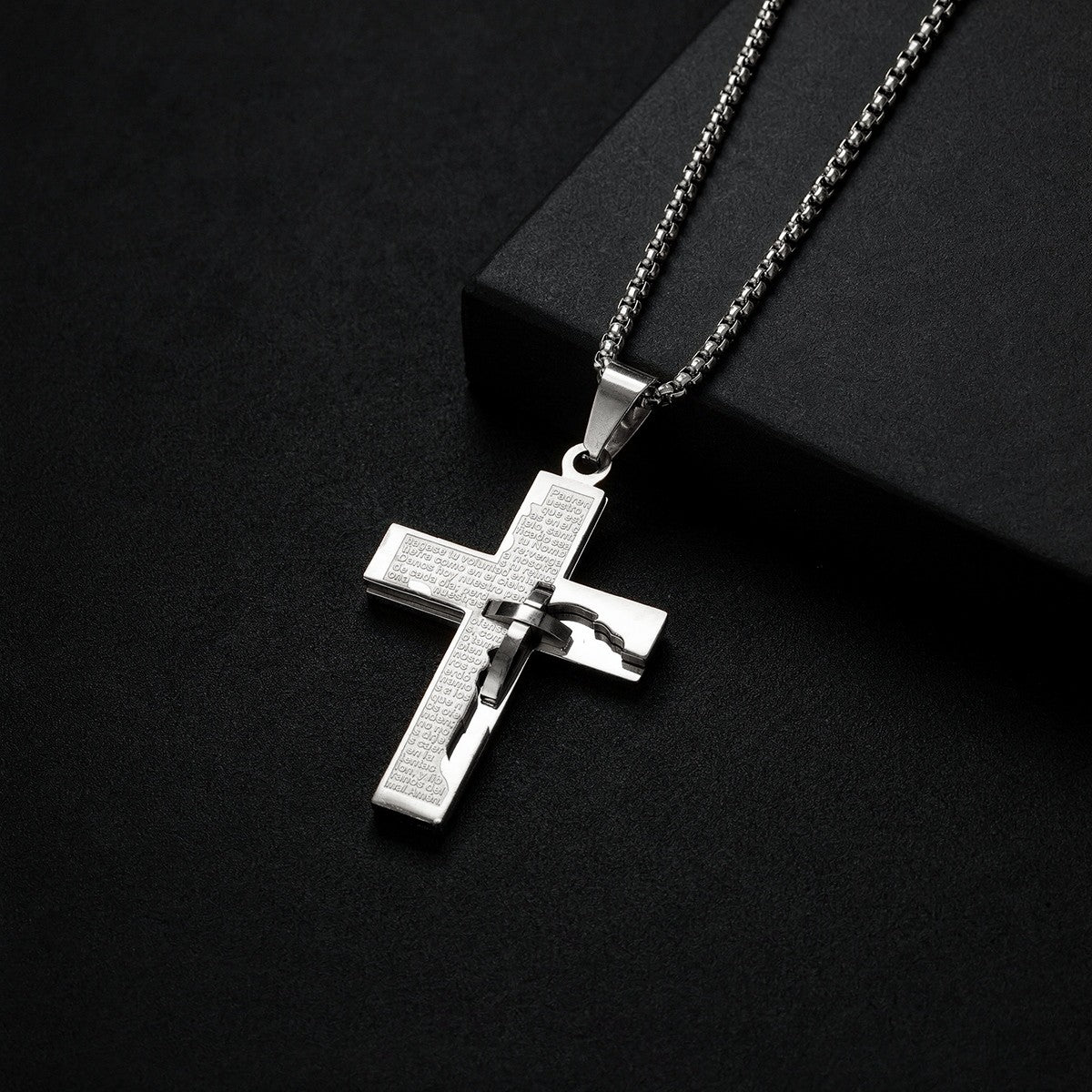Inscribed Crucifix Necklace
