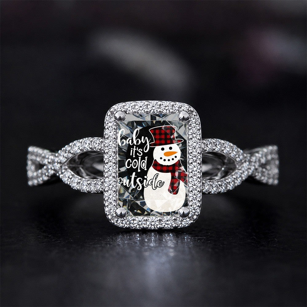 Snowman Plaid Halo Ring