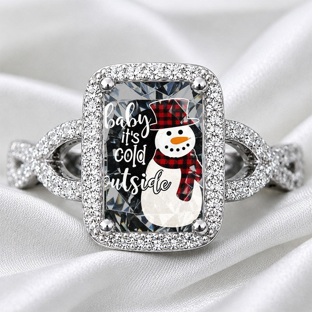 Snowman Plaid Halo Ring
