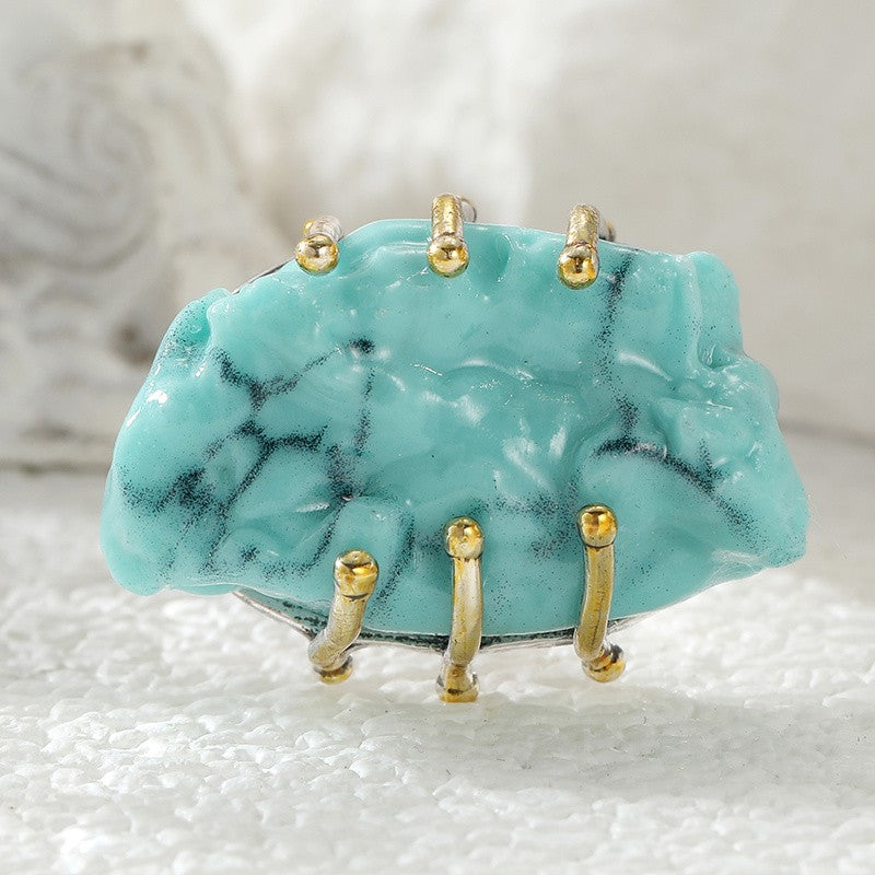 Irregular Turquoise Wrapped Ring