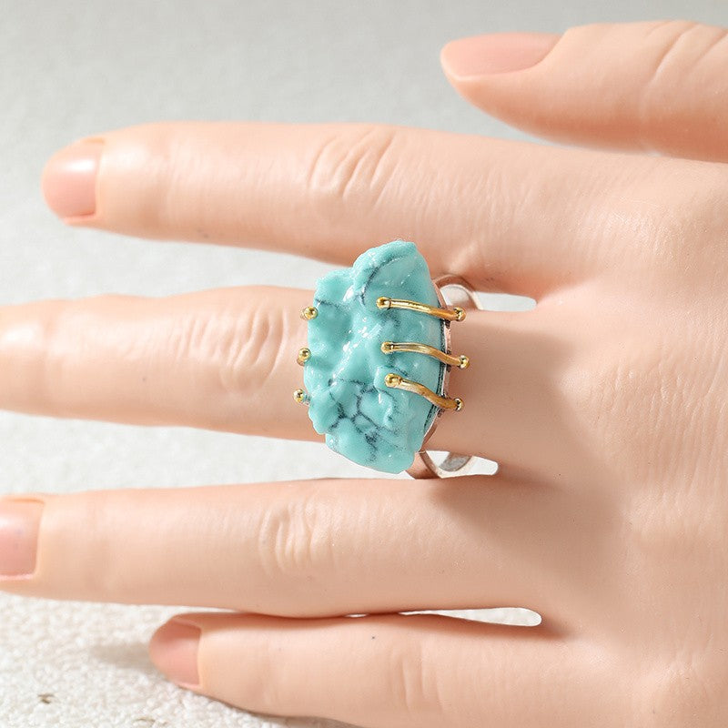 Irregular Turquoise Wrapped Ring