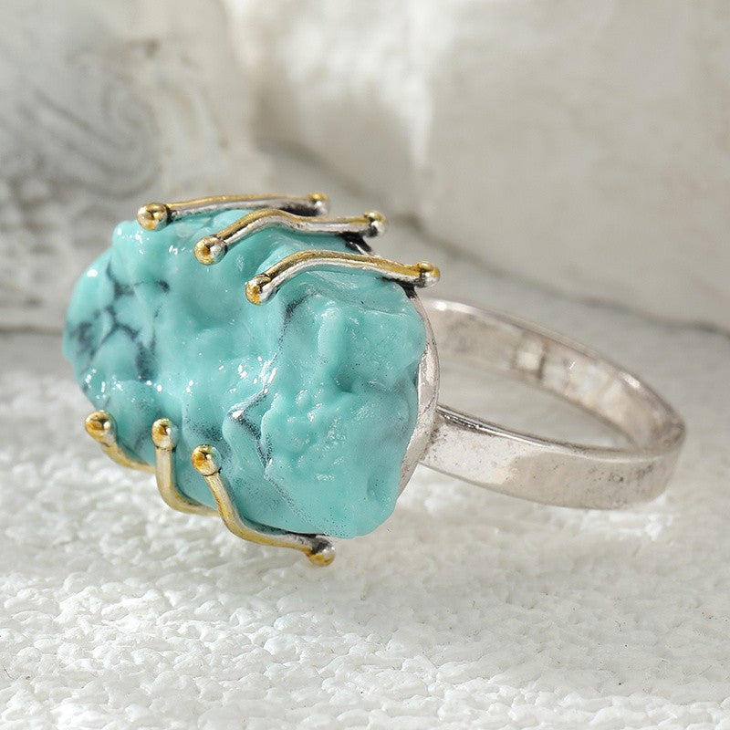 Irregular Turquoise Wrapped Ring