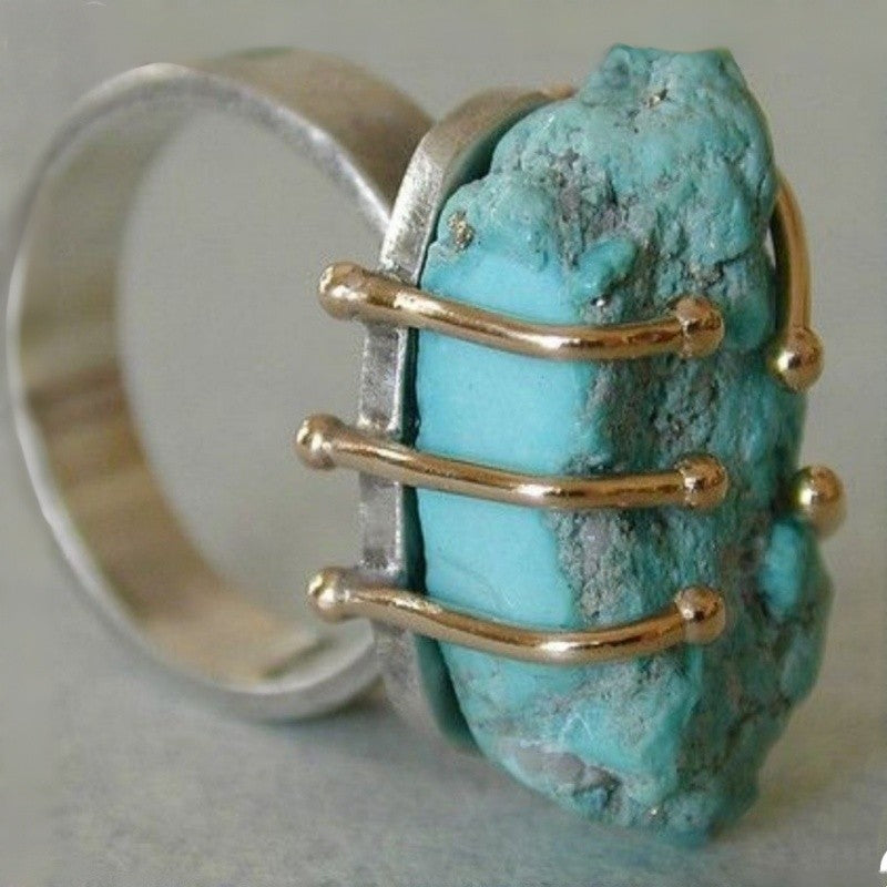 Irregular Turquoise Wrapped Ring