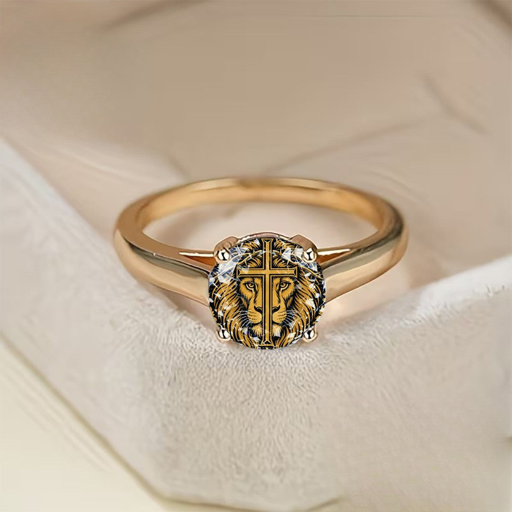 Lion & Cross Statement Ring