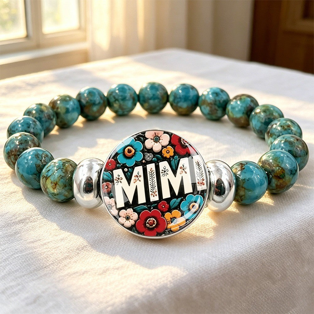 Floral Mim Turquoise Bead Bracelet