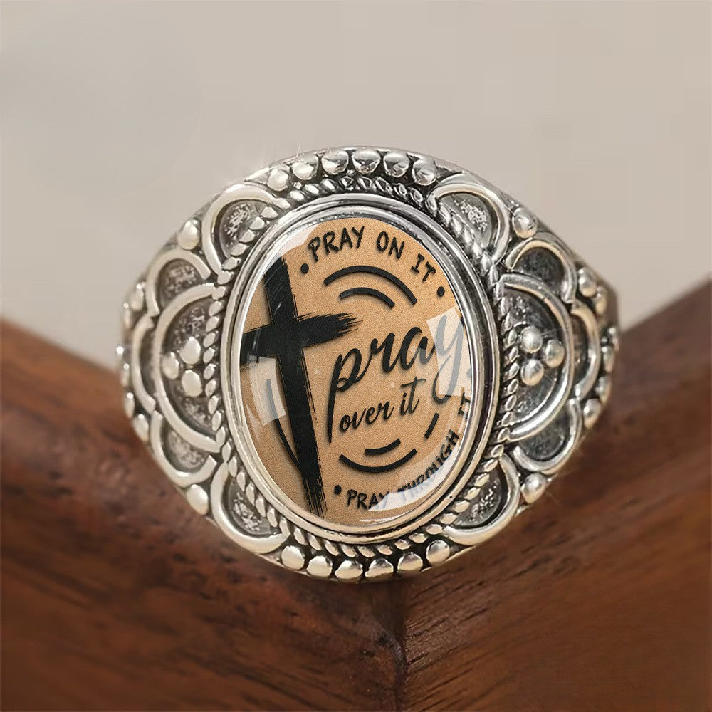 Pray Over It Cross Ring