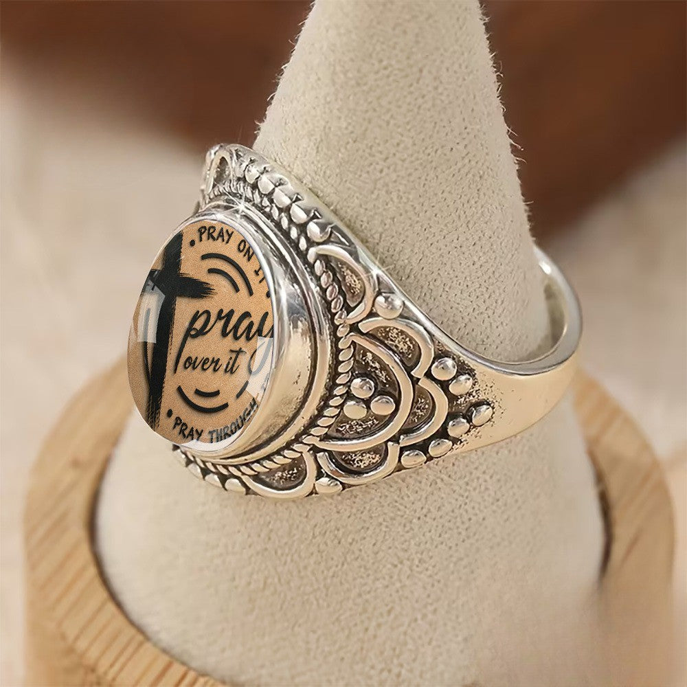 Pray Over It Cross Ring