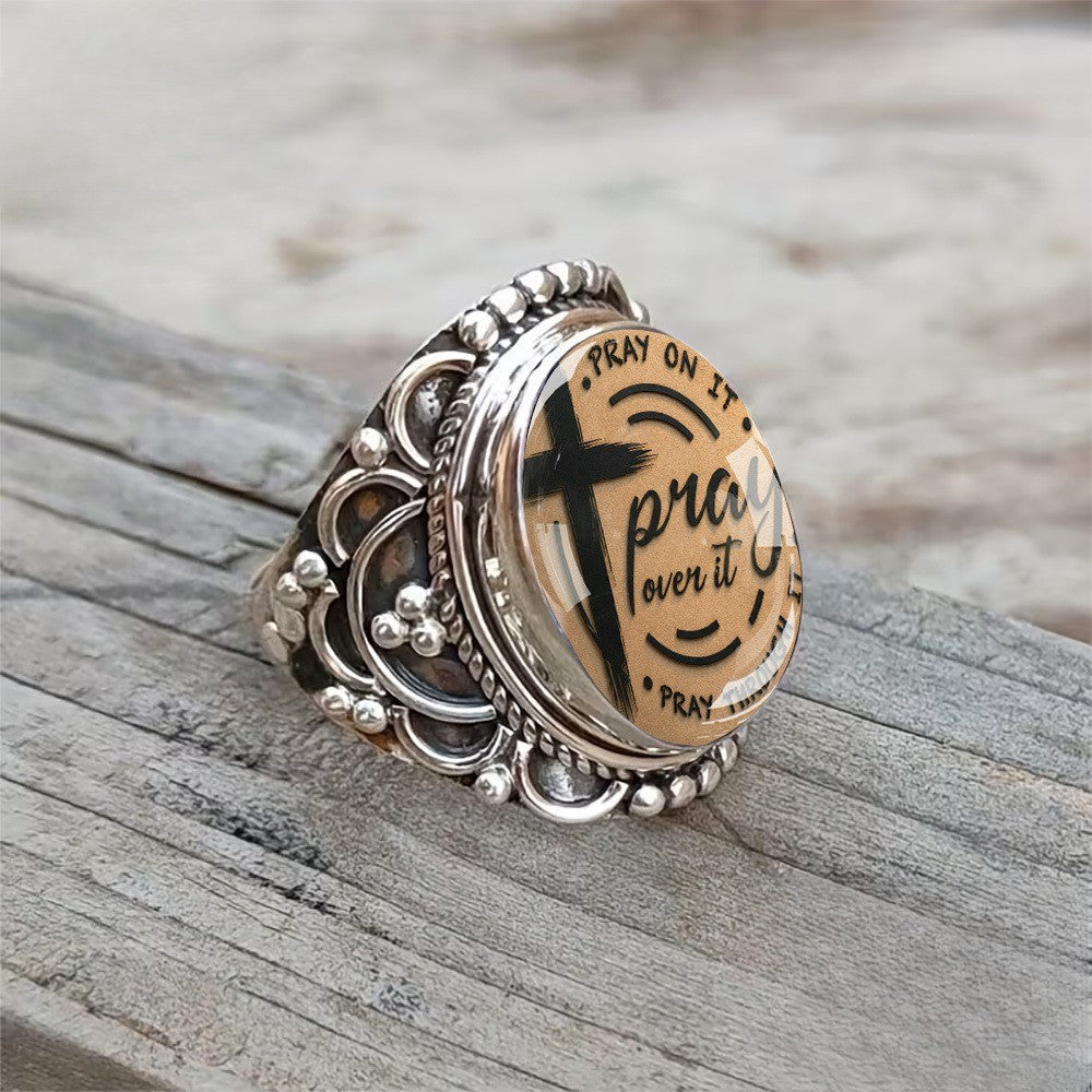 Pray Over It Cross Ring