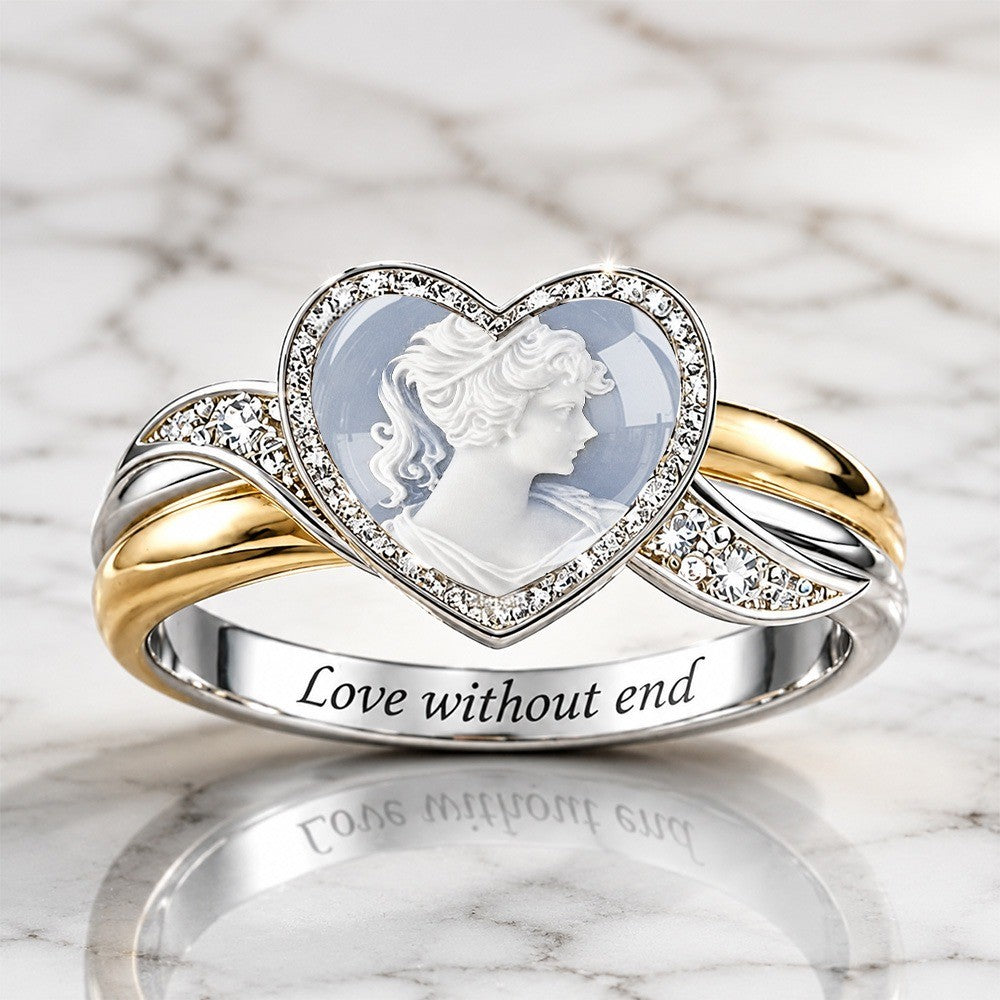 Cameo Heart Engraved Band Ring