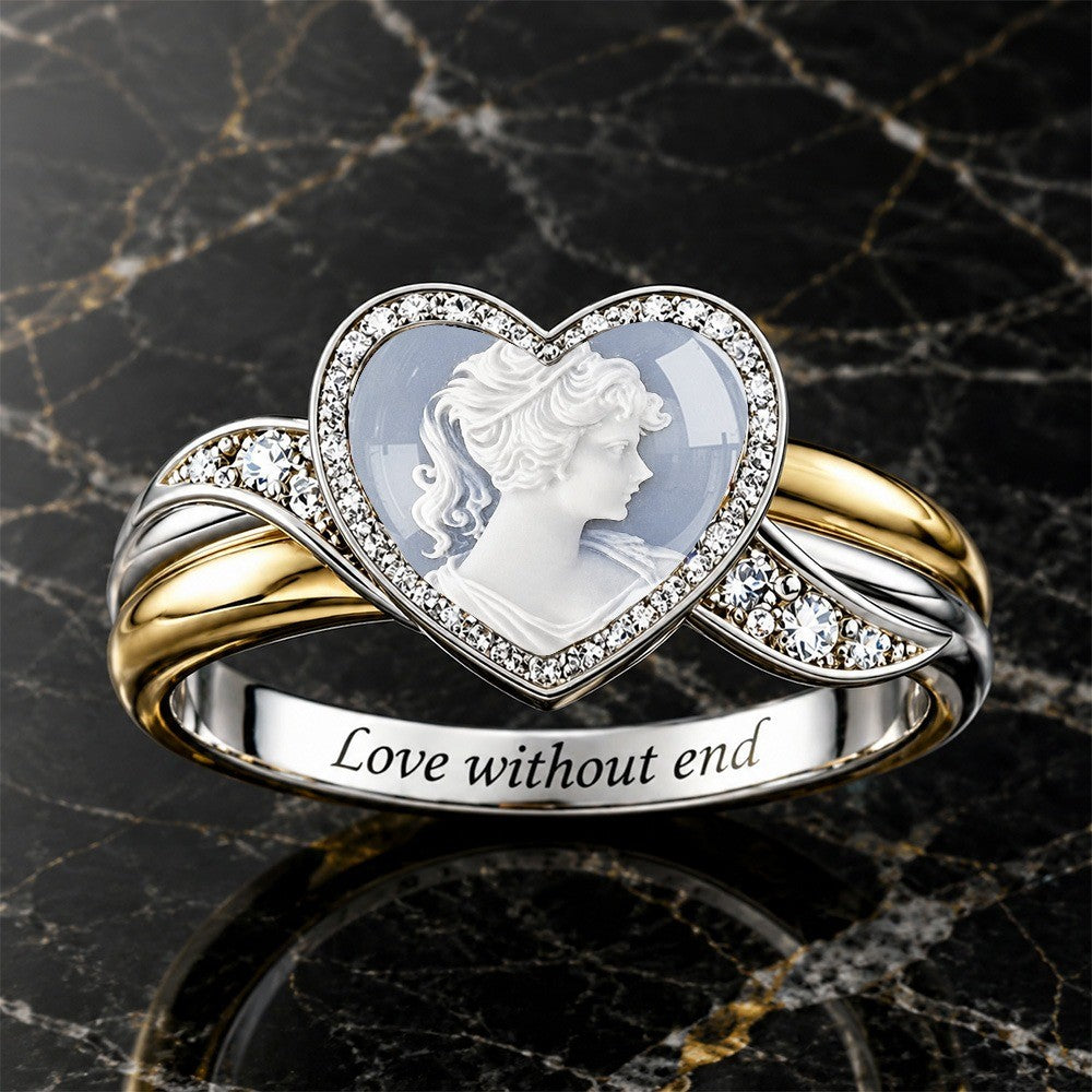 Cameo Heart Engraved Band Ring