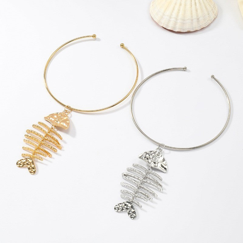 Fish Skeleton Pendant Necklace