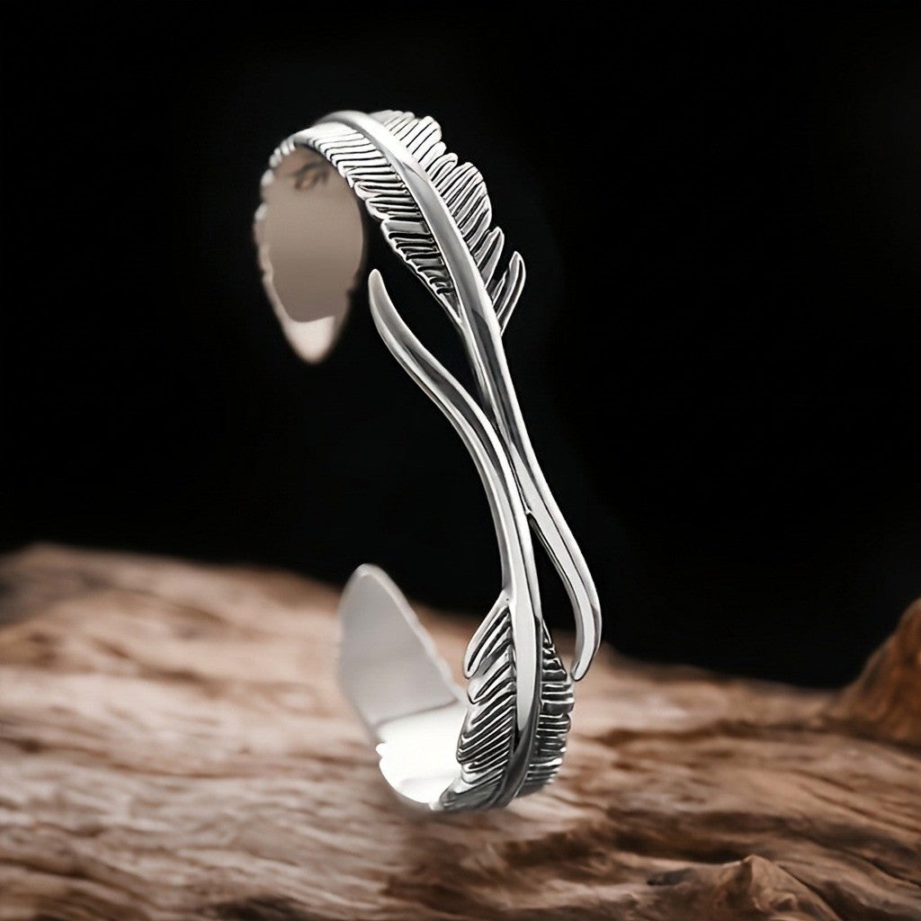 Feather Open Cuff Bracelet