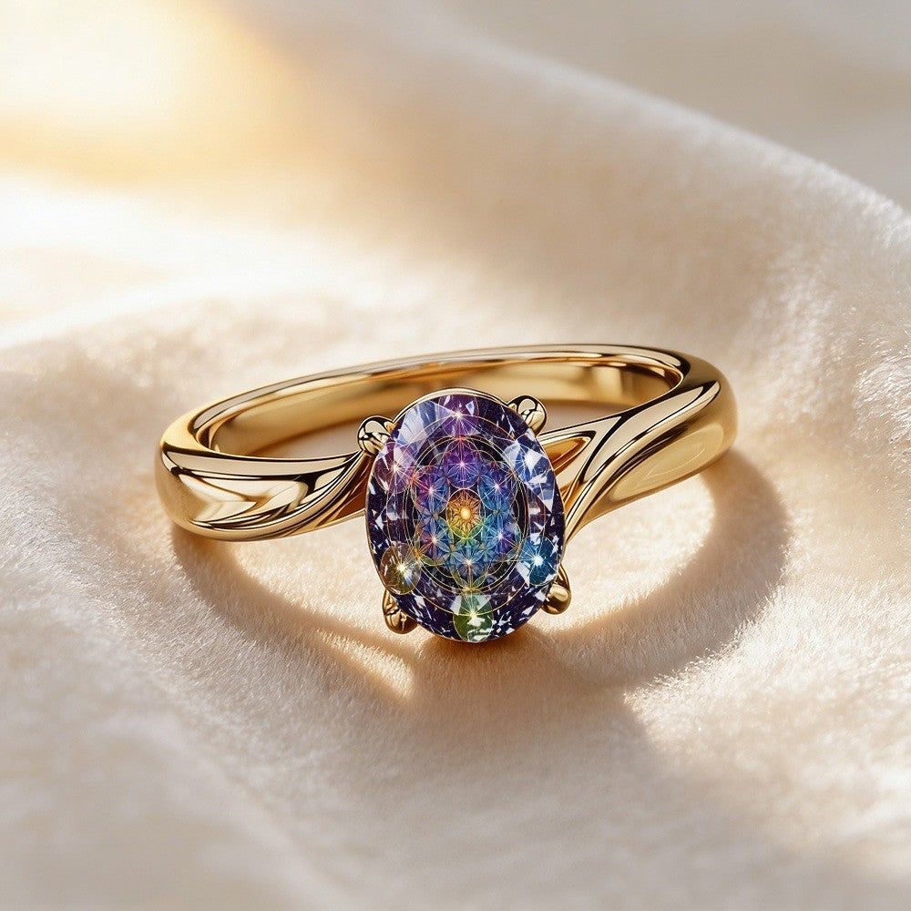 Sacred Geometry Oval Ring