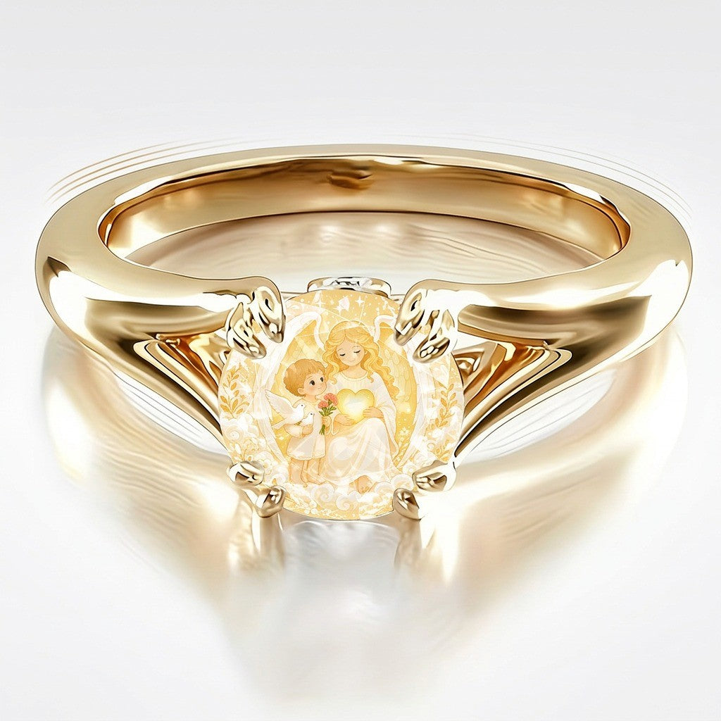 Angel & Child Glass Ring