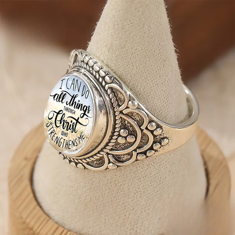 Faith Script Oval Statement Ring