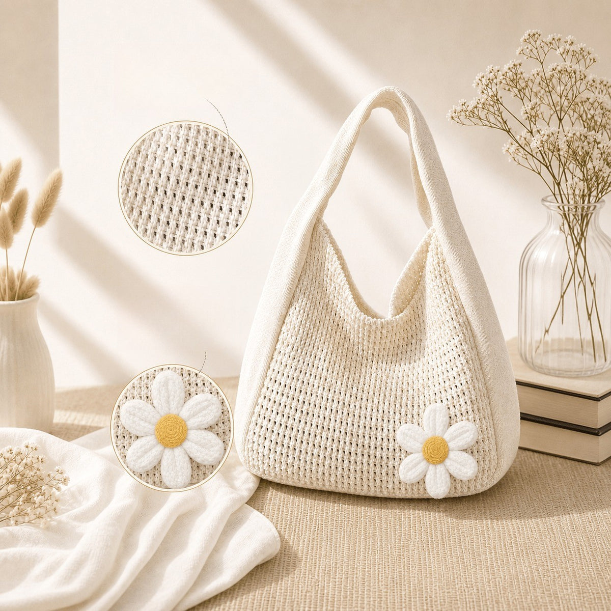 Crochet Daisy Shoulder Bag