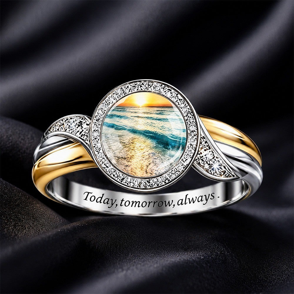 Sunset Ocean Scene Ring