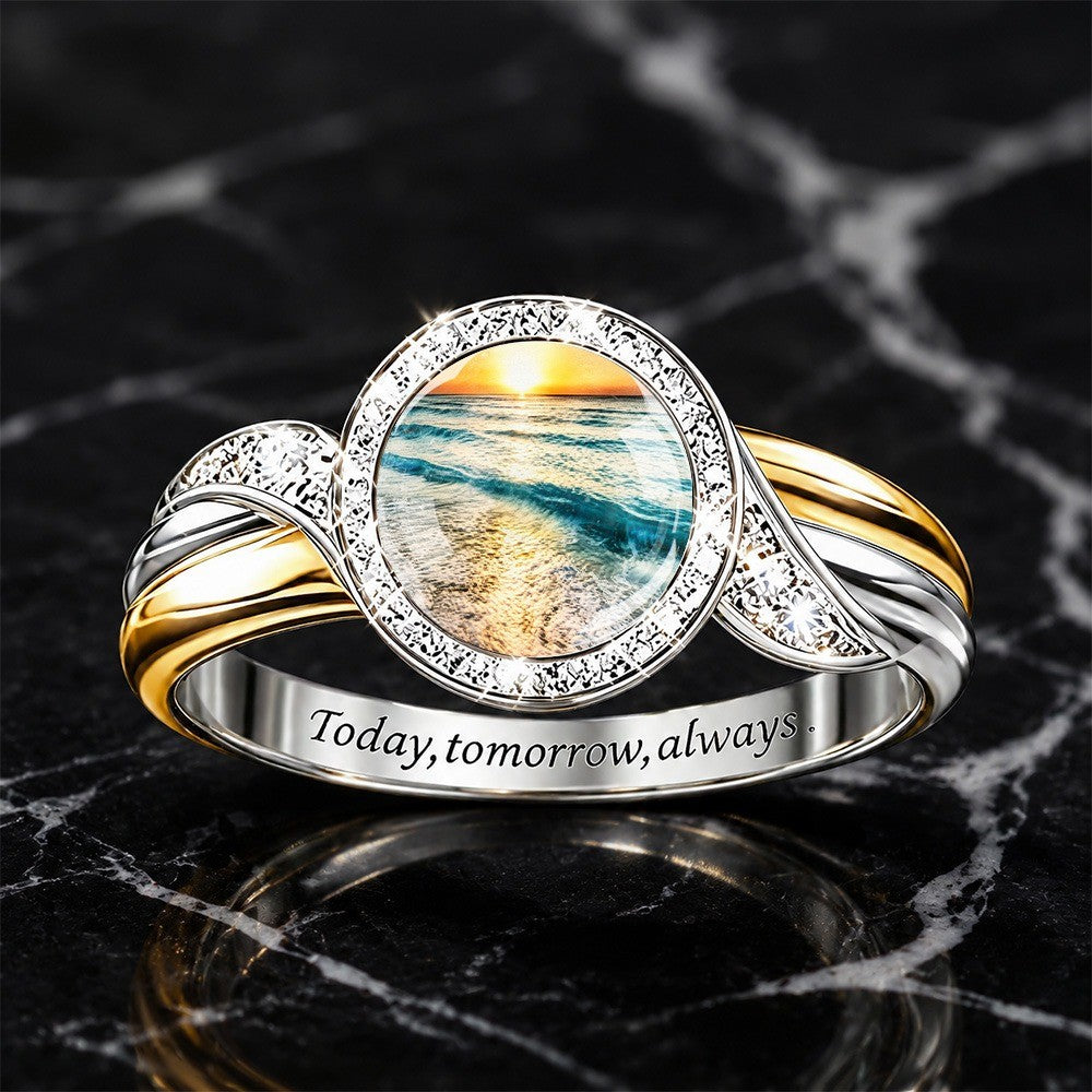 Sunset Ocean Scene Ring