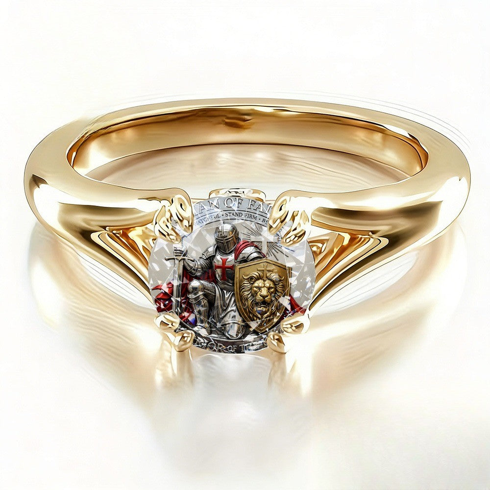 Knight & Lion Shield Ring