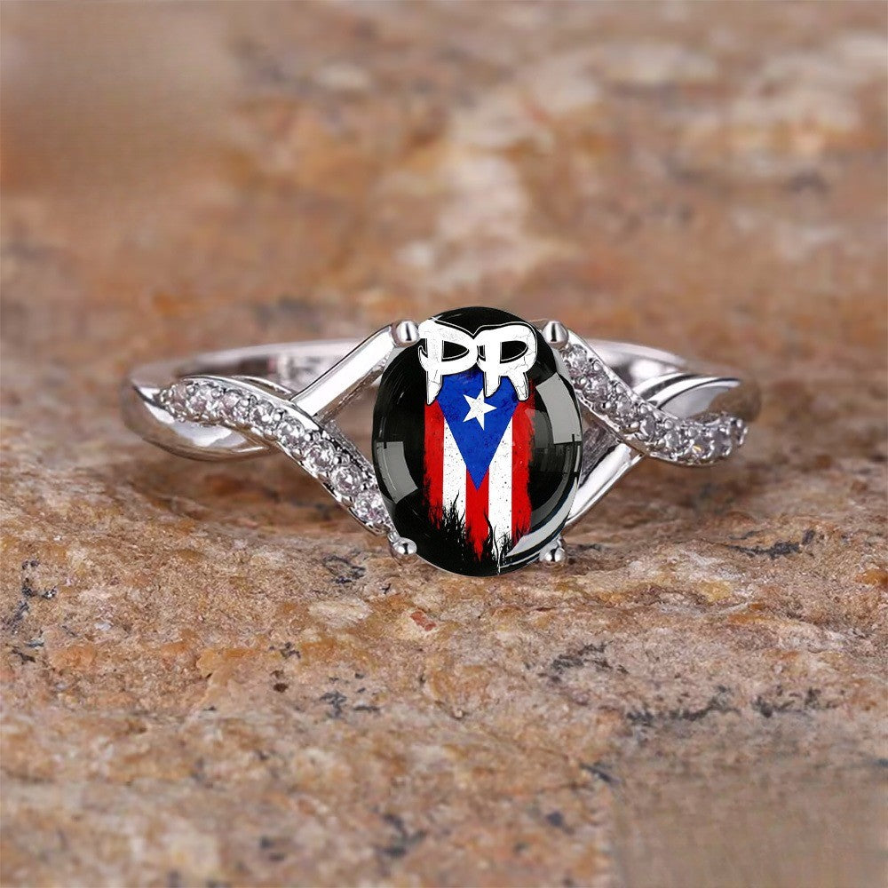 Puerto Rico PR Flag Split Band Ring