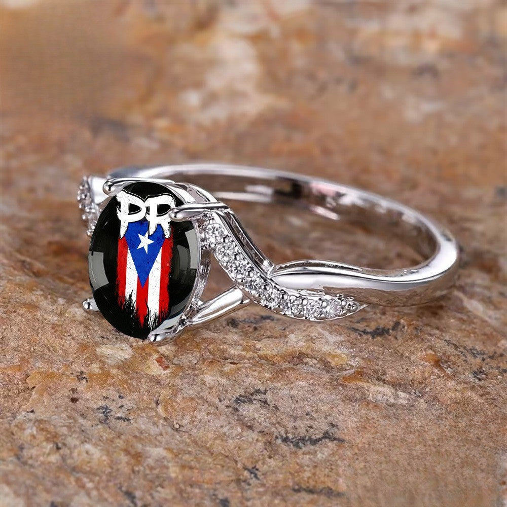 Puerto Rico PR Flag Split Band Ring