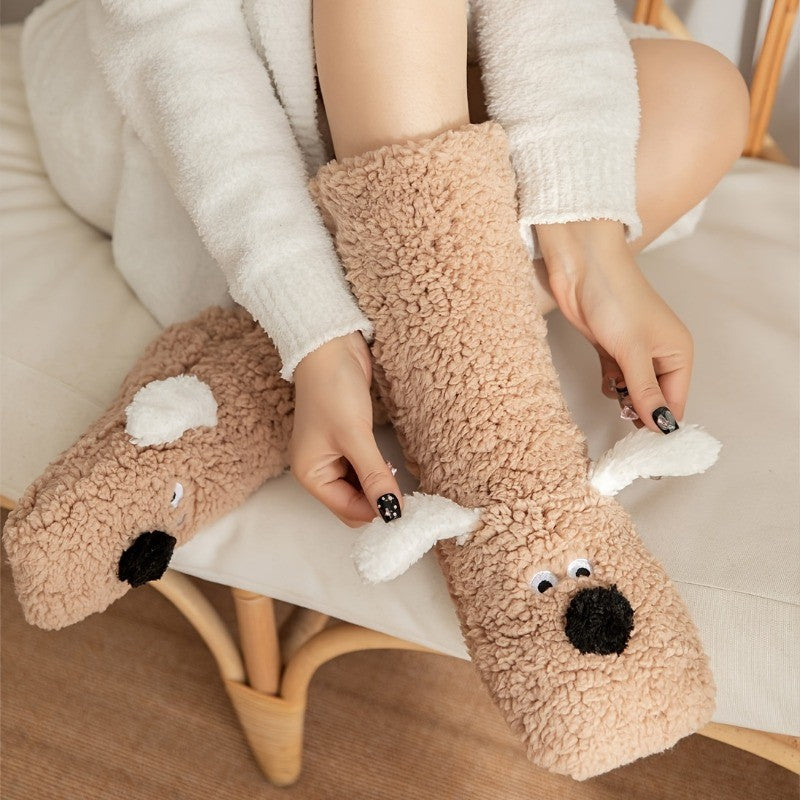 Puppy Face Plush Socks