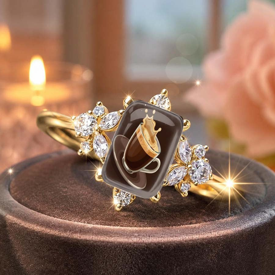 Coffee Splash Square Ring