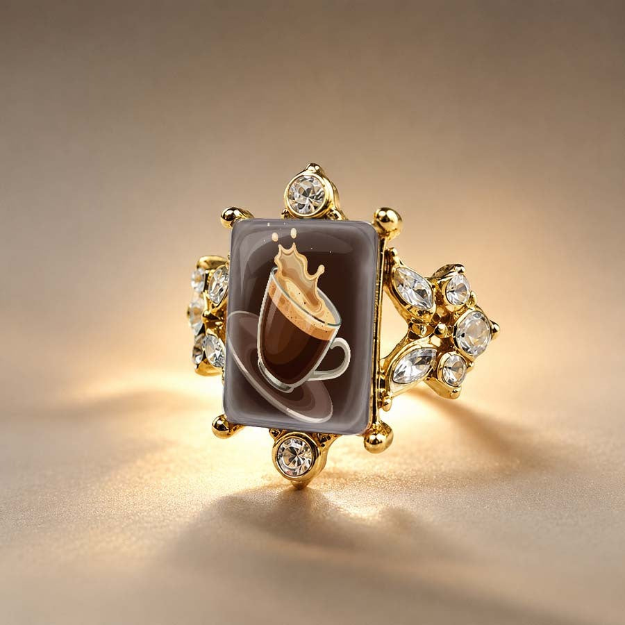 Coffee Splash Square Ring
