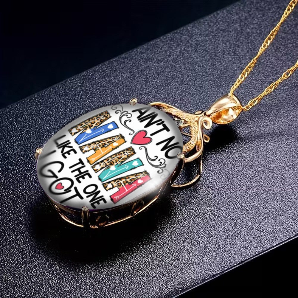 Colorful Nana Oval Pendant Necklace