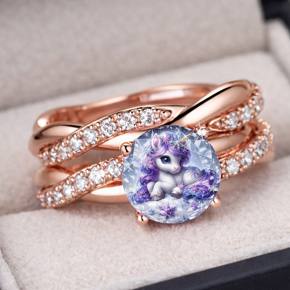 Unicorn Glass Stone Ring
