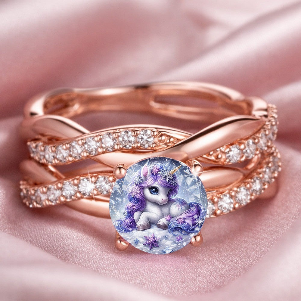 Unicorn Glass Stone Ring