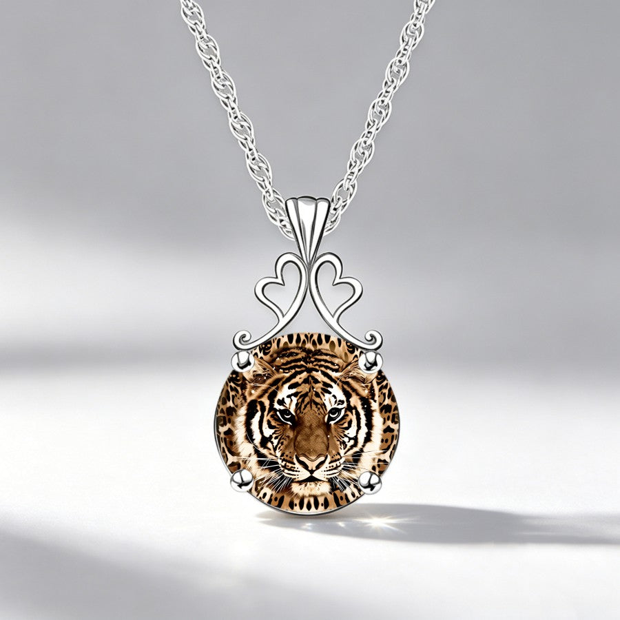 Tiger Portrait Pendant Necklace