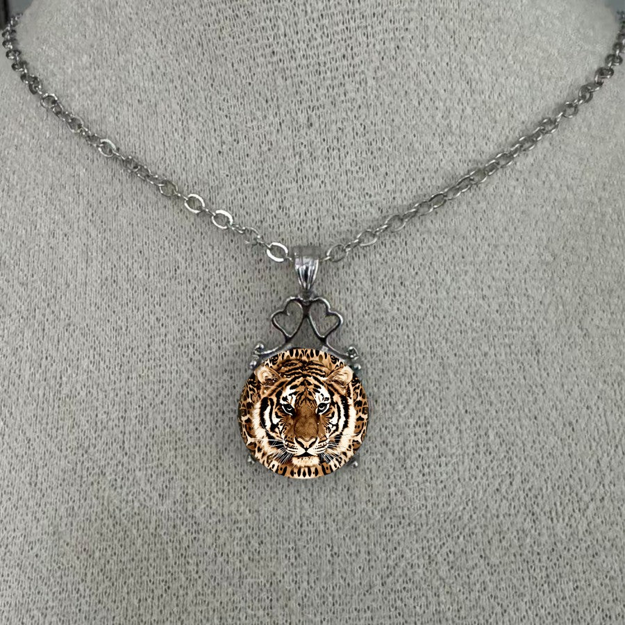 Tiger Portrait Pendant Necklace