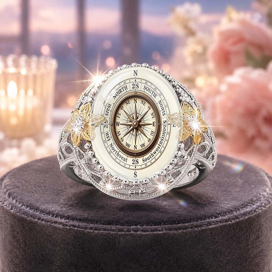 Compass & Butterfly Statement Ring