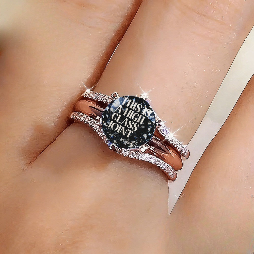 Round Black Crystal Statement Ring