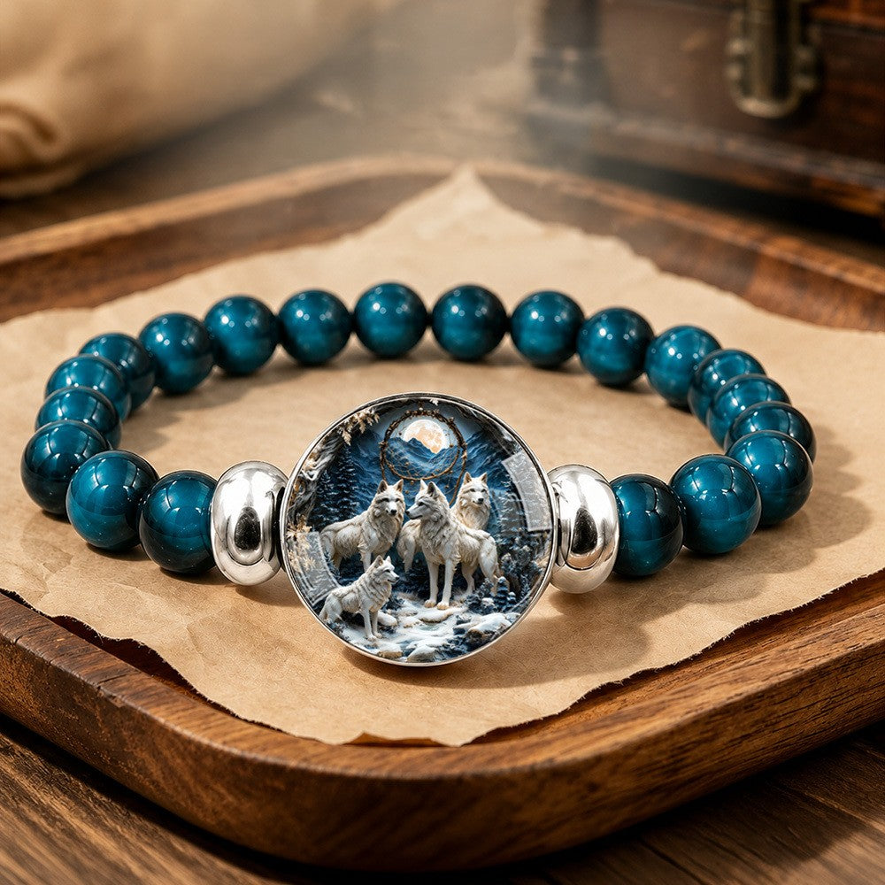 Snow Wolf Bead Bracelet