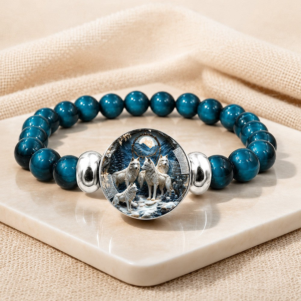 Snow Wolf Bead Bracelet