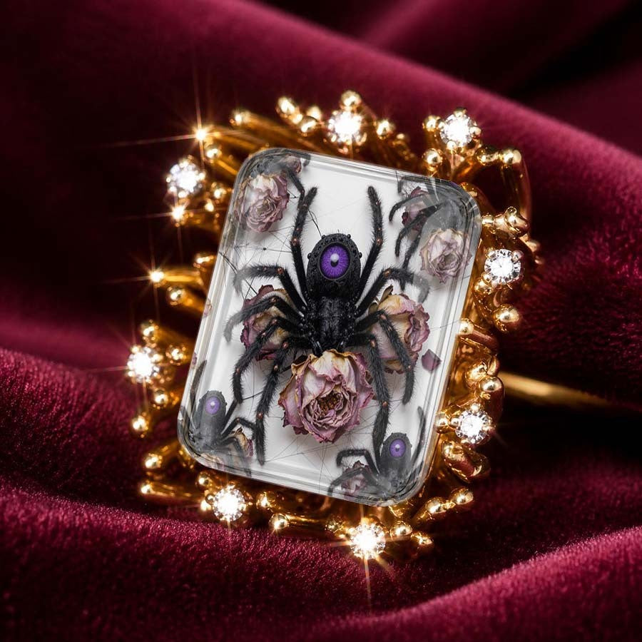 Purple Eye Spider Square Ring